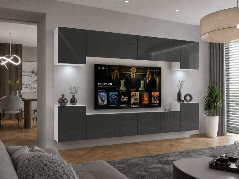 Meuble TV / meuble mural 300 cm gris brillant  Fabricant IMP 4/5/W/S/0/0