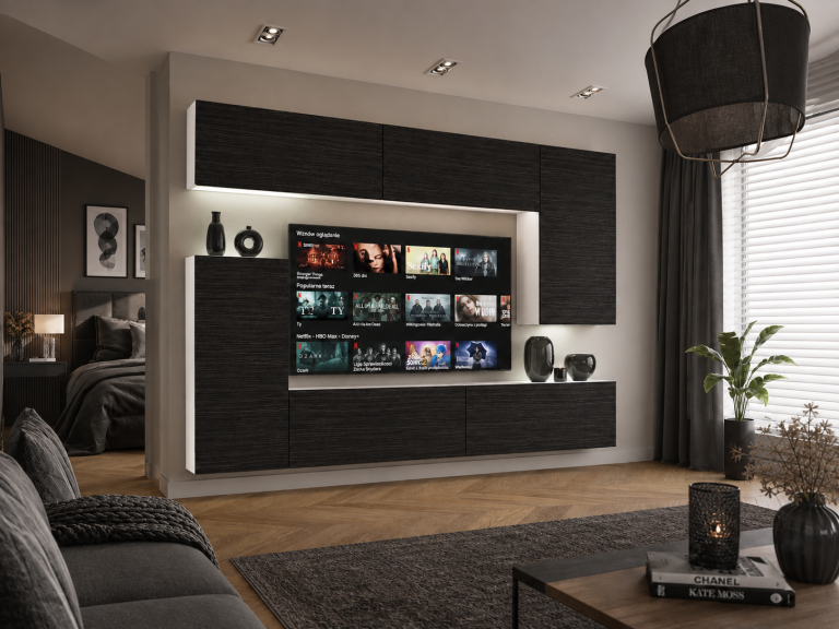 Meuble TV / meuble mural 250 cm noir ébène  Fabricant IMP 8/5/W/HK/0/0