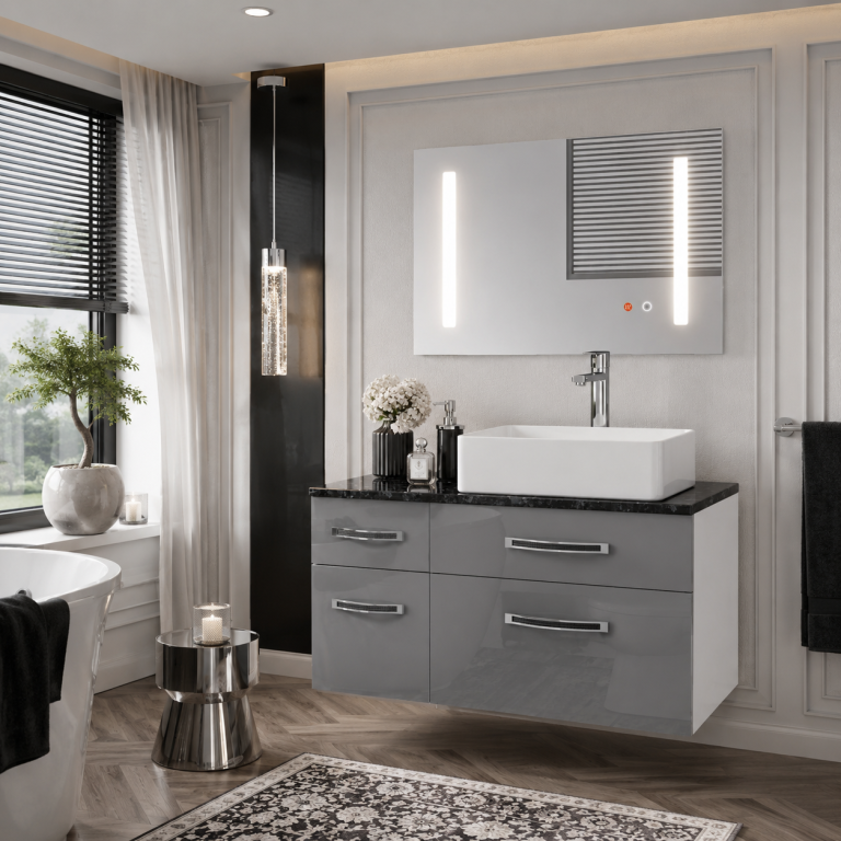 Ensemble de meubles de salle de bain Euphoria EUP P 90L/0/W/S/0/BK/MB