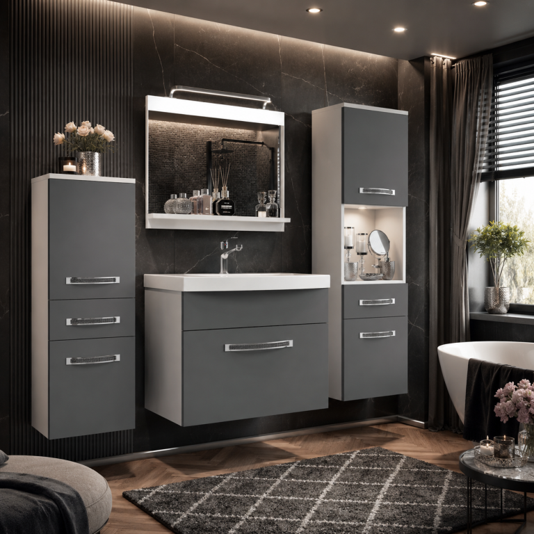 Ensemble de meubles de salle de bain Glamour 79 GLA M 5/0/W/SR/0/MB/PP