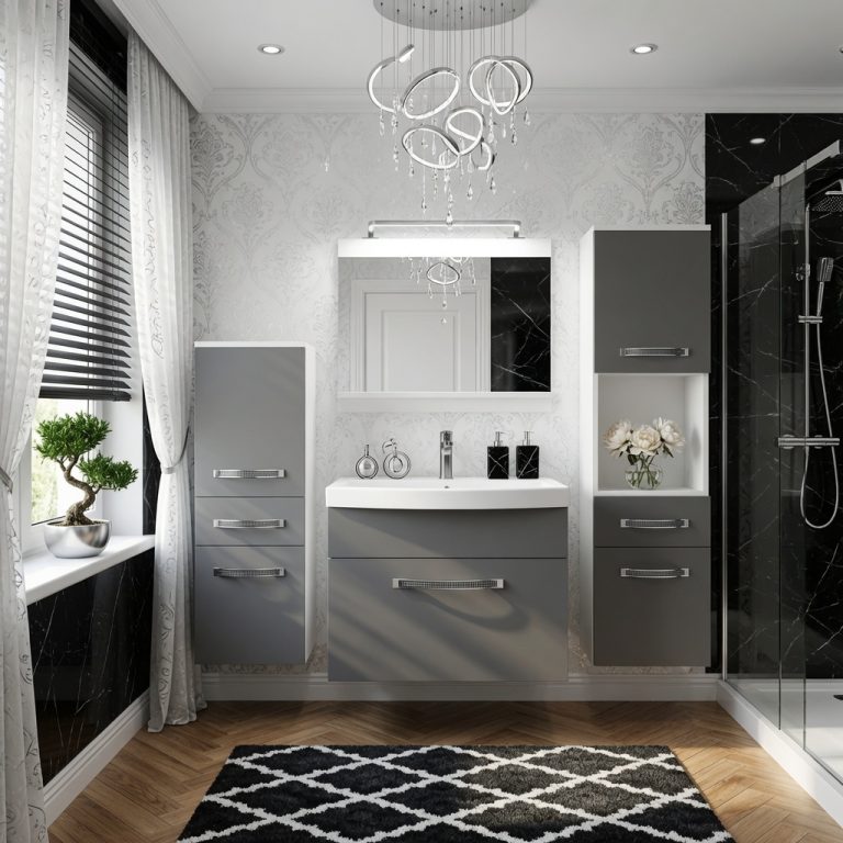 Ensemble de meubles de salle de bain Glamour 79 GLA M 5/0/W/SR/0/MB/PP
