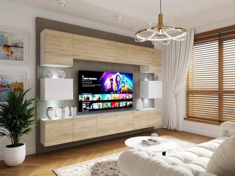 Meuble mural 300 cm Belini chêne sonoma / blanc brillant Imperium 3 Fabricant IMP 3/5/W/DSWDS/0/0