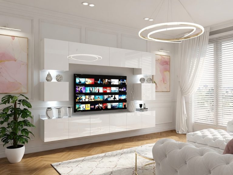 Meuble TV/RTV 300 cm blanc brillant Fabricant IMP 3/5/W/W/0/0