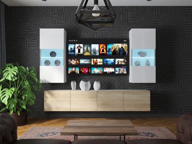 Meuble mural 200 cm Belini blanc brillant / chêne sonoma Imperium 7 Fabricant IMP 7/5/W/WDS/0/0