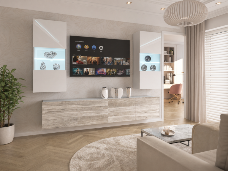 Meuble mural 200 cm Belini blanc brillant / gris anthracite Glamour Wood Imperium 7 Fabricant IMP 7/5/W/WGW1/0/0