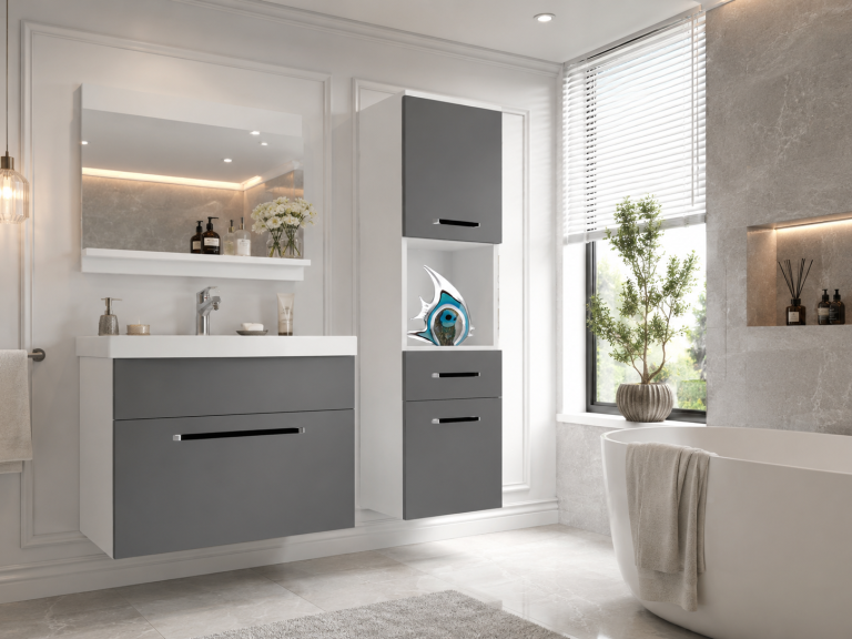 Meuble de salle de bain Belini gris mat + lavabo + miroir Fabricant ROD M 3/0/W/SR/0/ZW