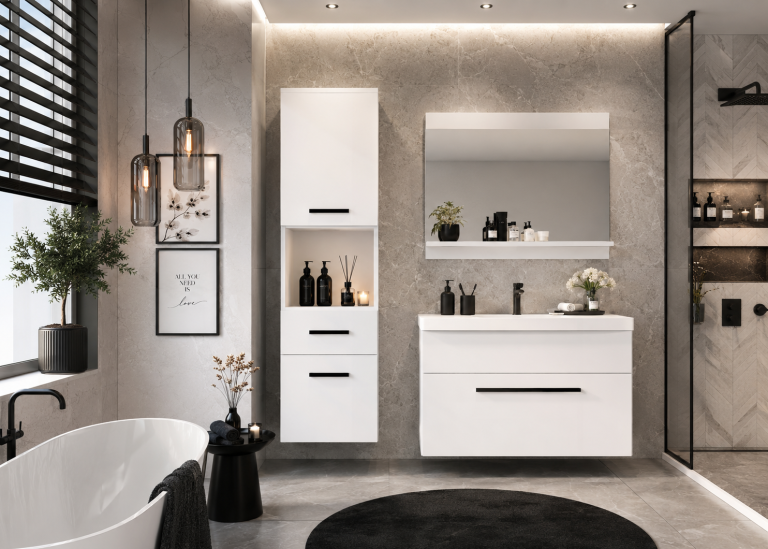 Meuble de salle de bain Belini blanc mat + lavabo + miroir Fabricant ROD M 3/0/W/W/0/ZW