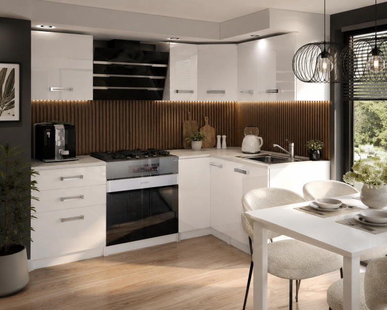 Meubles de cuisine 300 cm blanc brillant avec plan de travail Fabricant INF JOWISZ/3/WT/W/0/D