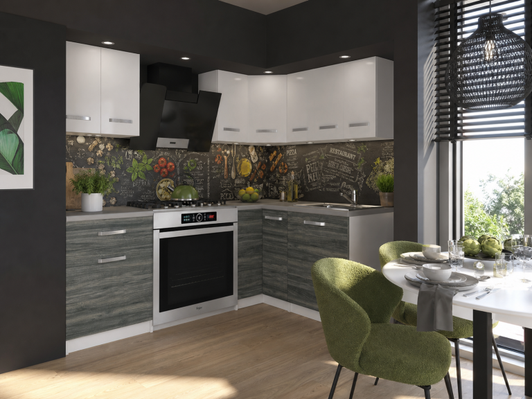 Meubles de cuisine 300 cm blancs mats gris anthracite graphite avec plan de travail Fabricant TOR ARMIN3/1/WT/WTGW1/0/U
