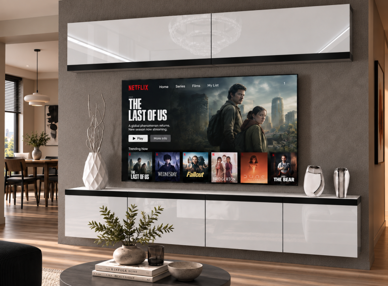 Composition murale Prestige 200 cm TV/RTV blanche brillante Fabricant IMP P Brando 6/5/W/W/0/0/CM