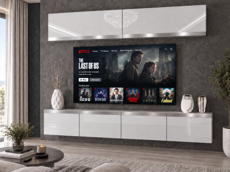 Composition murale Prestige 200 cm TV/RTV blanche brillante Fabricant IMP P Brando 6/5/W/W/0/0/SL