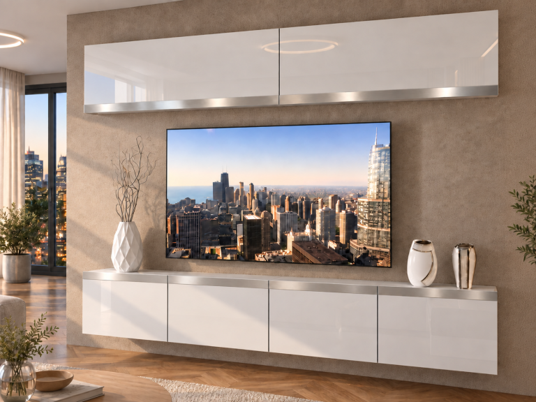 Composition murale Prestige 200 cm TV/RTV blanche brillante Fabricant IMP P Brando 6/5/W/W/0/0/SL