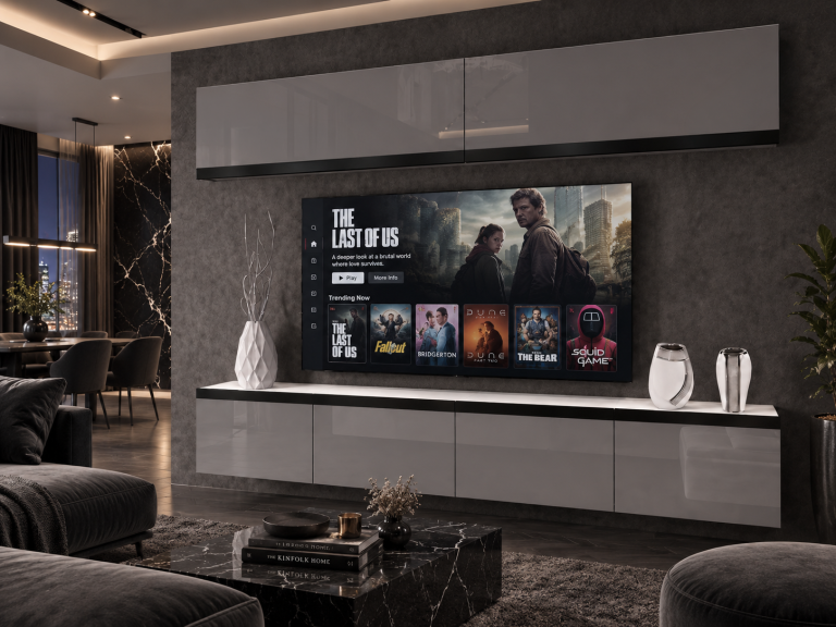 Composition murale Prestige 200 cm TV/RTV grise brillante Fabricant IMP P Brando 6/5/W/S/0/0/CM