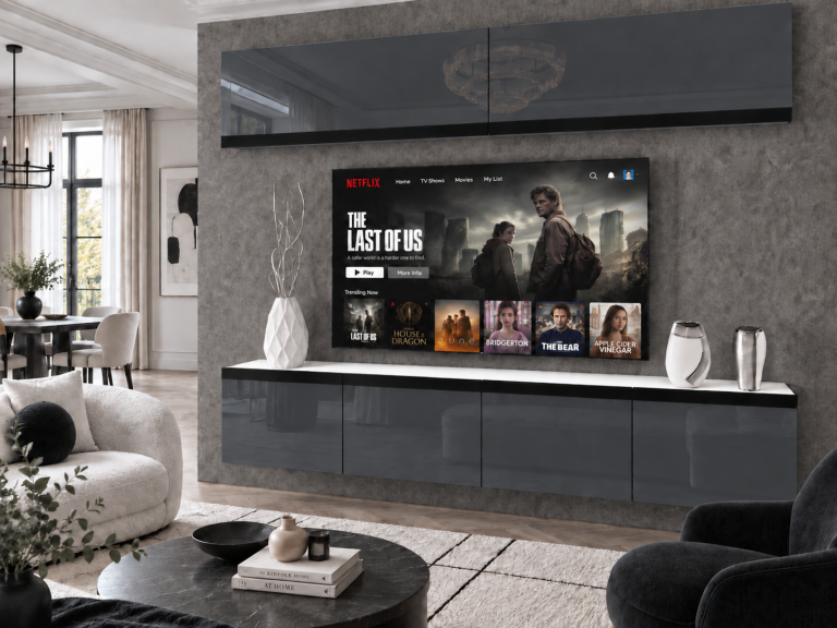 Composition murale Prestige 200 cm TV/RTV grise brillante Fabricant IMP P Brando 6/5/W/S/0/0/CM