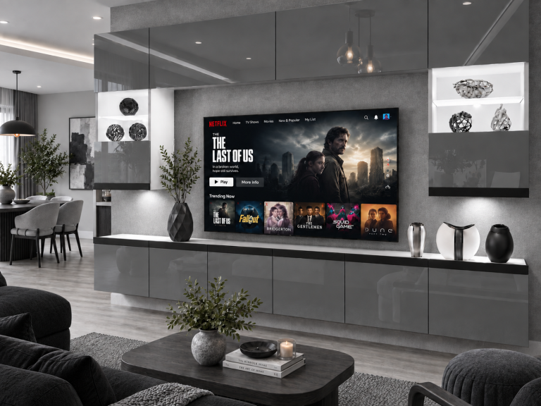 Composition murale Prestige 300 cm TV/RTV grise brillante Fabricant IMP P1 Nolan 1/5/W/S/0/0/CM