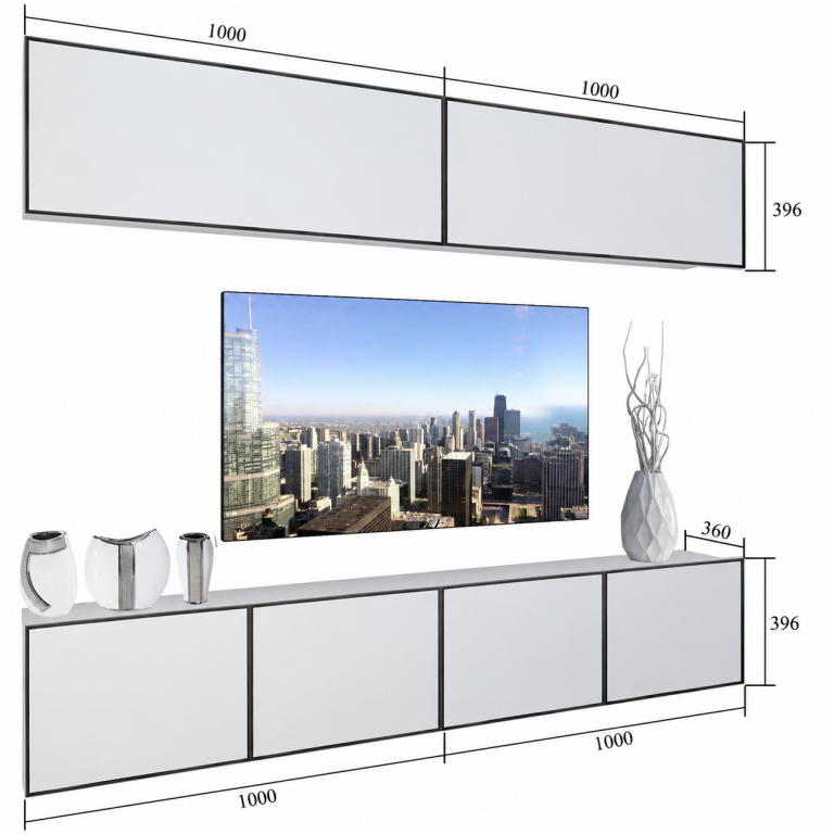 Composition murale Linea 200 cm TV/RTV noire ébène Fabricant IMP L Brando 6/5/W/HK/0/0