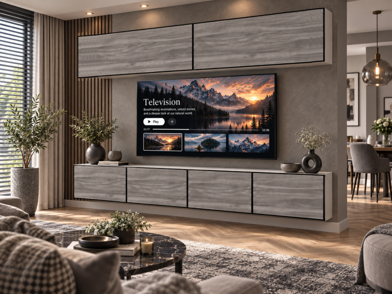Composition murale Linea 200 cm TV/RTV grise anthracite graphite Fabricant IMP L Brando 6/5/W/GW1/0/0