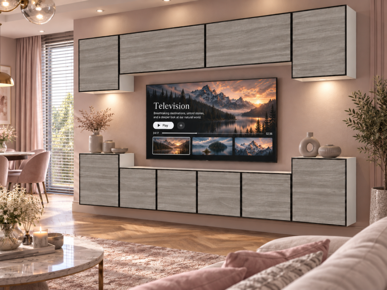Composition murale Linea 300 cm TV/RTV grise anthracite graphite Fabricant IMP L Hepburn 4/5/W/GW1/0/0