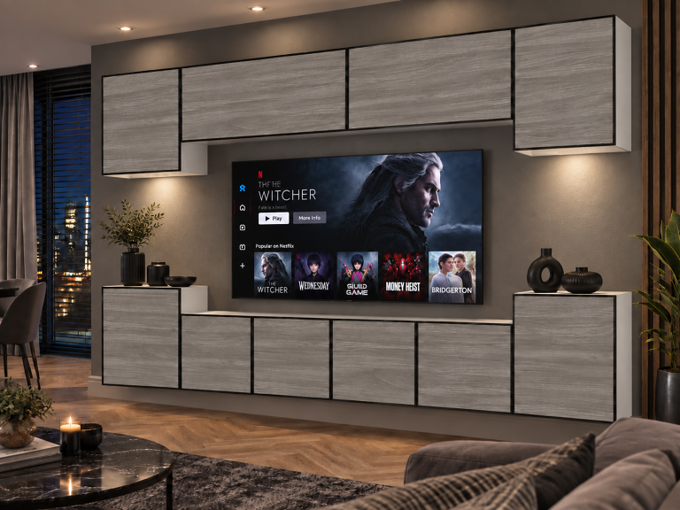 Composition murale Linea 300 cm TV/RTV grise anthracite graphite Fabricant IMP L Hepburn 4/5/W/GW1/0/0
