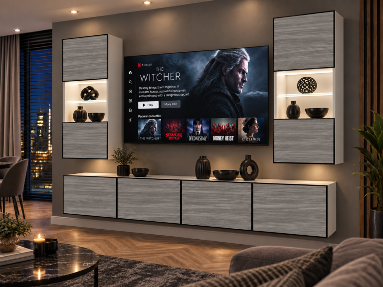 Composition murale Linea 200 cm TV/RTV grise anthracite graphite Fabricant IMP L Keanu 7/5/W/GW1/0/0