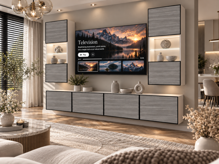 Composition murale Linea 200 cm TV/RTV grise anthracite graphite Fabricant IMP L Keanu 7/5/W/GW1/0/0
