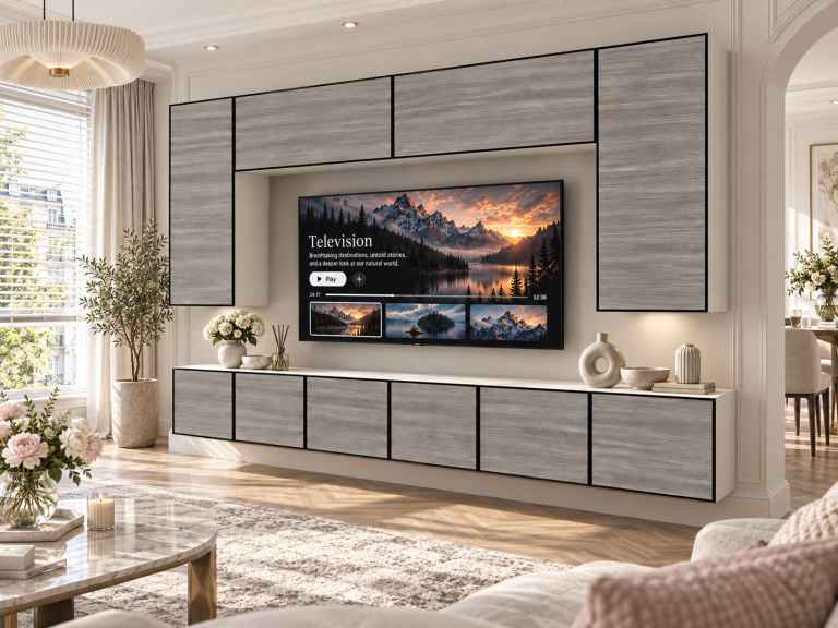 Meblościanka Linea 300 cm TV/RTV szary antracyt grafitowy Producent IMP L Monroe 2/5/W/GW1/0/0