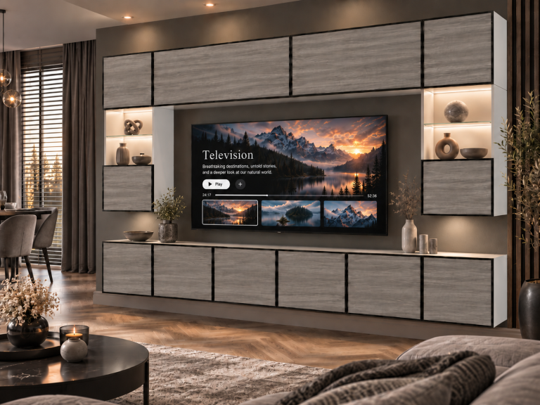 Composition murale Linea 300 cm TV/RTV grise anthracite graphite Fabricant IMP L Nolan 1/5/W/GW1/0/0