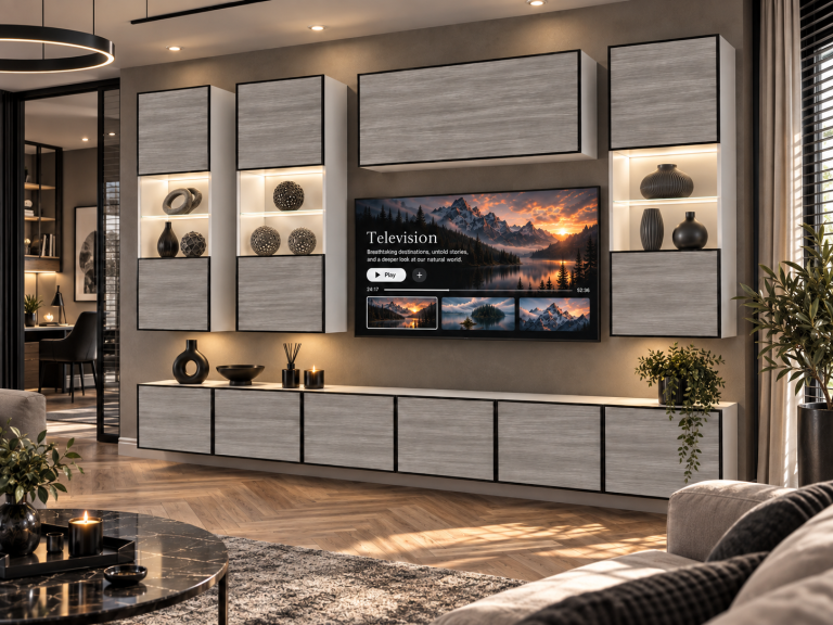 Composition murale Linea 300 cm TV/RTV grise anthracite graphite Fabricant IMP L Pacino 5/5/W/GW1/0/0