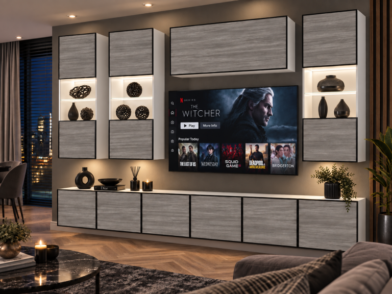Composition murale Linea 300 cm TV/RTV grise anthracite graphite Fabricant IMP L Pacino 5/5/W/GW1/0/0
