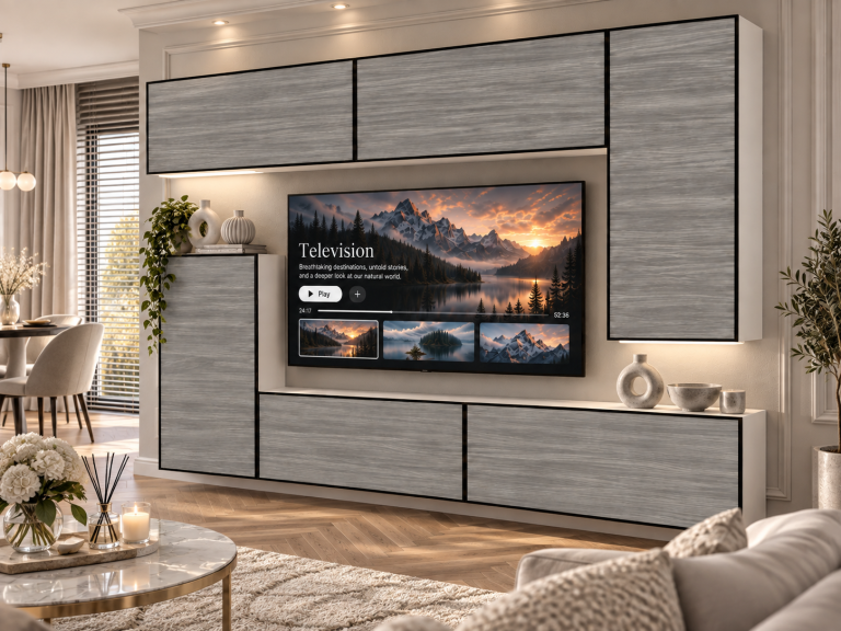 Composition murale Linea 250 cm TV/RTV grise anthracite graphite Fabricant IMP L Woody 8/5/W/GW1/0/0