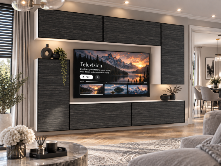 Composition murale Linea 250 cm TV/RTV noire ébène Fabricant IMP L Woody 8/5/W/HK/0/0