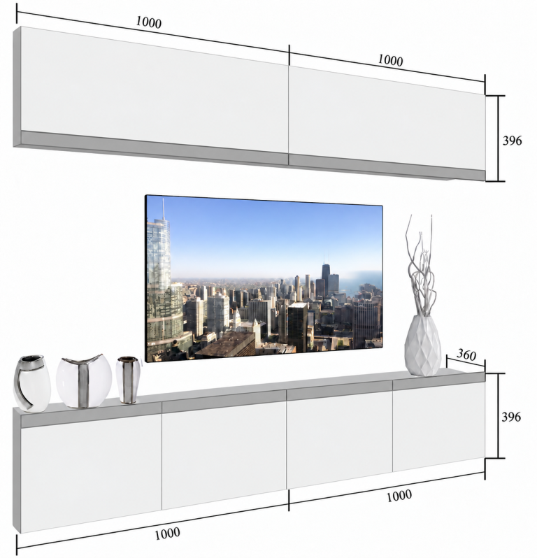 Composition murale Prestige 200 cm TV/RTV grise anthracite graphite Fabricant IMP P Brando 6/5/W/GW1/0/0/SL
