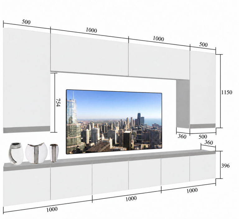 Composition murale Prestige 300 cm TV/RTV grise anthracite graphite Fabricant IMP P Monroe 2/5/W/GW1/0/0/CM