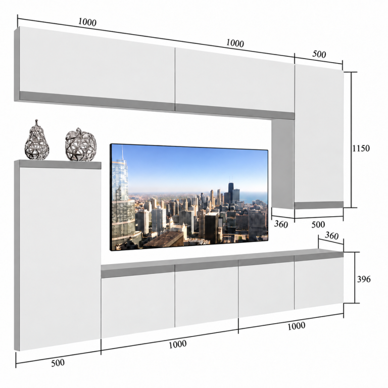 Composition murale Prestige 250 cm TV/RTV blanche brillante Fabricant IMP P Woody 8/5/W/W/0/0/CS