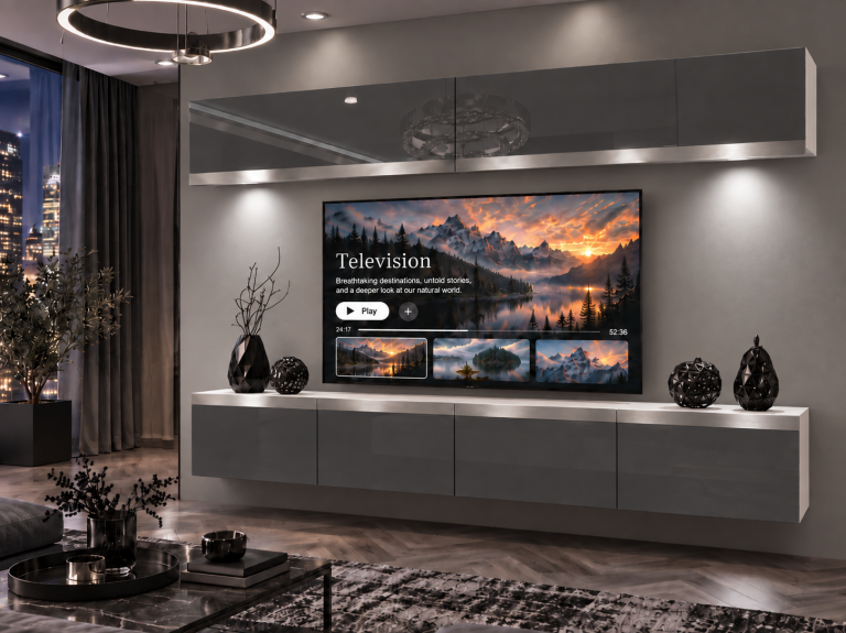 Composition murale Prestige 200 cm TV/RTV grise brillante Fabricant IMP P Brando 6/5/W/S/0/0/SL