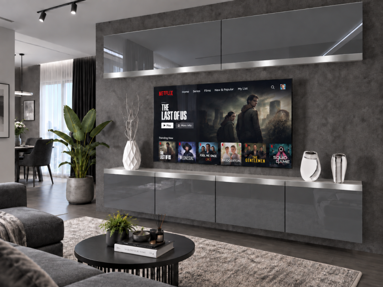 Composition murale Prestige 200 cm TV/RTV grise brillante Fabricant IMP P Brando 6/5/W/S/0/0/SL