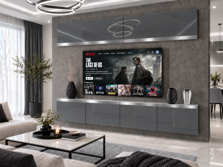 Composition murale Prestige 200 cm TV/RTV grise brillante Fabricant IMP P Brando 6/5/W/S/0/0/SL