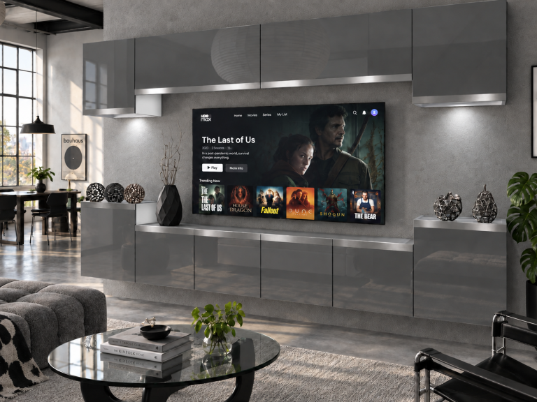 Composition murale Prestige 300 cm TV/RTV grise brillante Fabricant IMP P Hepburn 4/5/W/S/0/0/SL