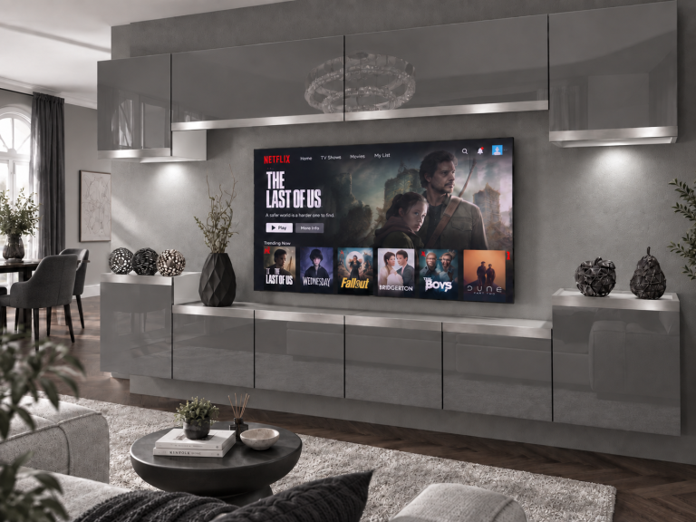 Composition murale Prestige 300 cm TV/RTV grise brillante Fabricant IMP P Hepburn 4/5/W/S/0/0/SL