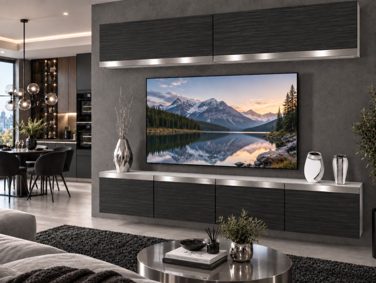 Composition murale Prestige 200 cm TV/RTV noire ébène Fabricant IMP P Brando 6/5/W/HK/0/0/SL