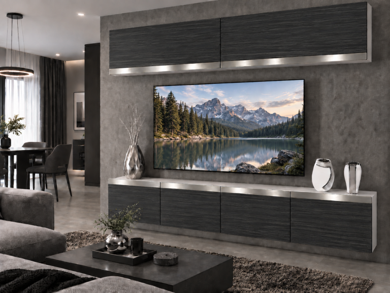 Composition murale Prestige 200 cm TV/RTV noire ébène Fabricant IMP P Brando 6/5/W/HK/0/0/SL