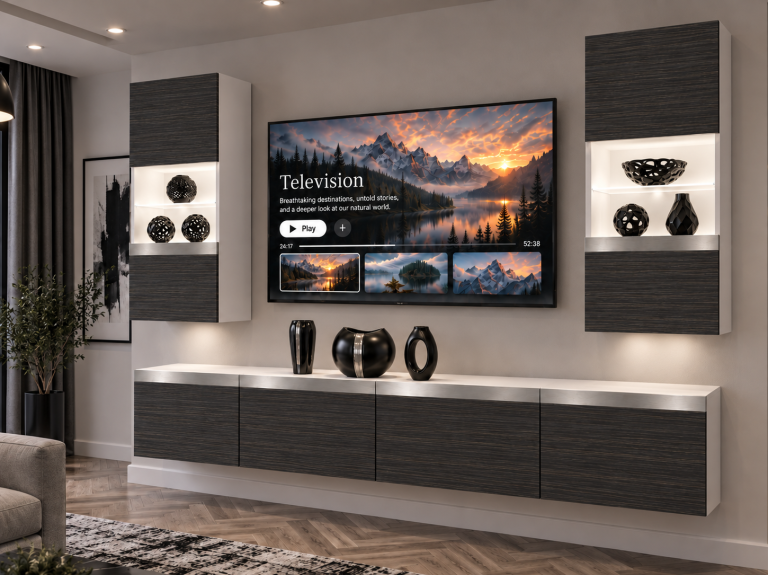 Composition murale Prestige 200 cm TV/RTV noire ébène Fabricant IMP P Keanu 7/5/W/HK/0/0/SL