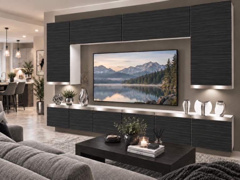 Composition murale Prestige 300 cm TV/RTV noire ébène Fabricant IMP P Monroe 2/5/W/HK/0/0/SL