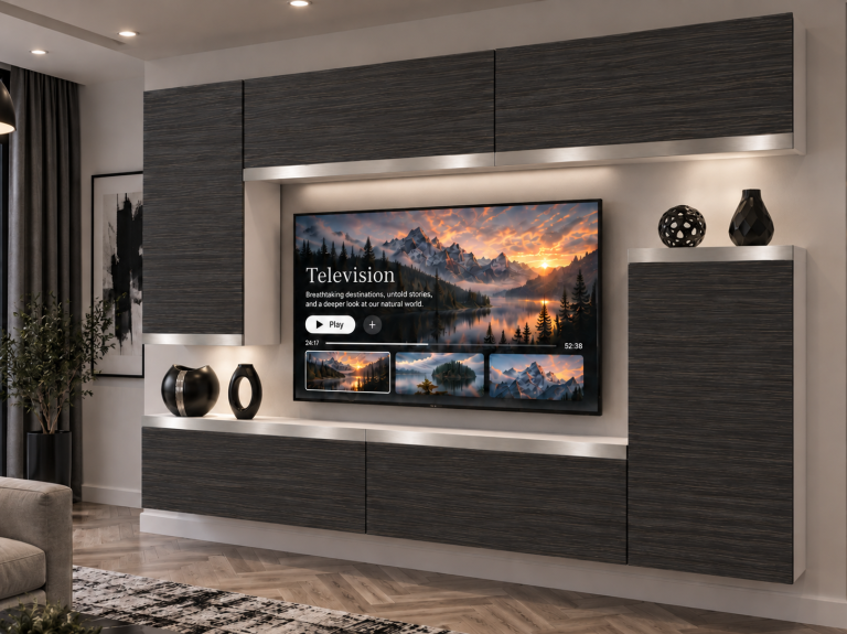 Composition murale Prestige 250 cm TV/RTV noire ébène Fabricant IMP P Woody 8/5/W/HK/0/0/SL
