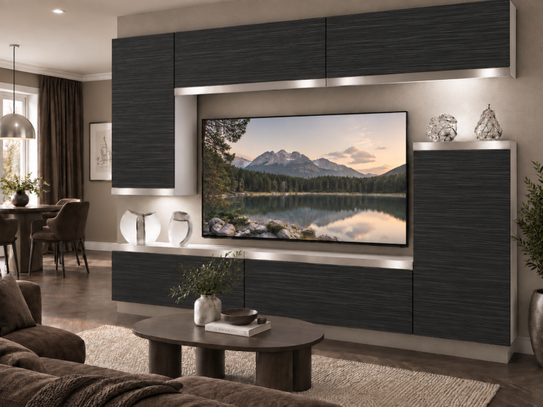 Composition murale Prestige 250 cm TV/RTV noire ébène Fabricant IMP P Woody 8/5/W/HK/0/0/SL