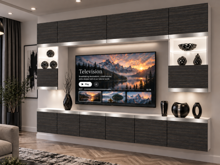 Composition murale Prestige 300 cm TV/RTV noire ébène Fabricant IMP P2 Nolan 1/5/W/HK/0/0/SL