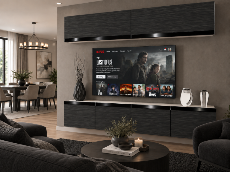 Composition murale Prestige 200 cm TV/RTV noire ébène Fabricant IMP P Brando 6/5/W/HK/0/0/CP