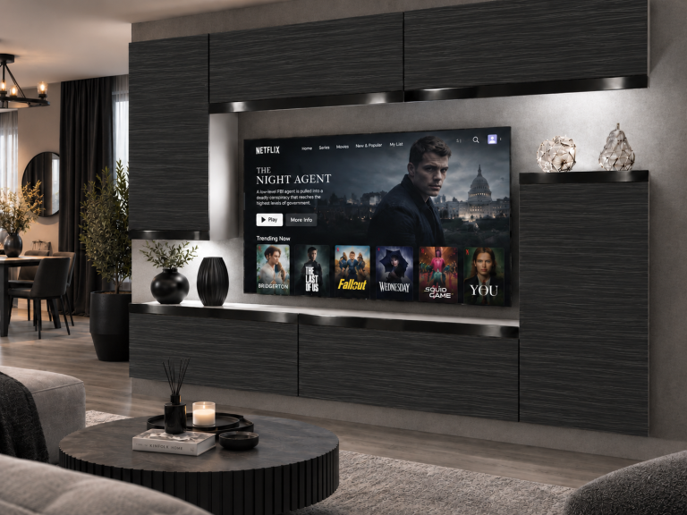 Composition murale Prestige 250 cm TV/RTV noire ébène Fabricant IMP P Woody 8/5/W/HK/0/0/CP