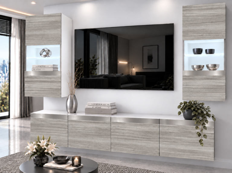 Composition murale Prestige 200 cm TV/RTV grise anthracite graphite Fabricant IMP P Keanu 7/5/W/GW1/0/0/SL