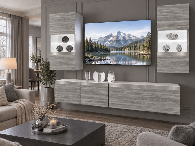 Composition murale Prestige 200 cm TV/RTV grise anthracite graphite Fabricant IMP P Keanu 7/5/W/GW1/0/0/SL